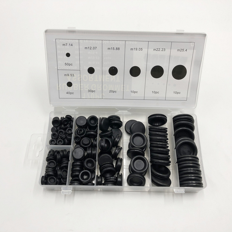 カスタマイズされたサイズ 優れた化学的および物理的特性を持つ黒いゴムグロメットキット